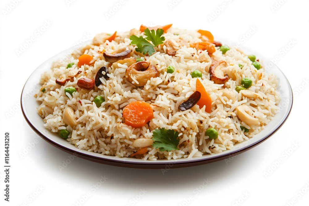 Delicious and Tasty the Tradition Kabuli Pulao on a white Background. The Ultimate Comfort Food Delicious and Tasty the Tradition Kabuli Pulao on a white Background. The Ultimate Comfort Food