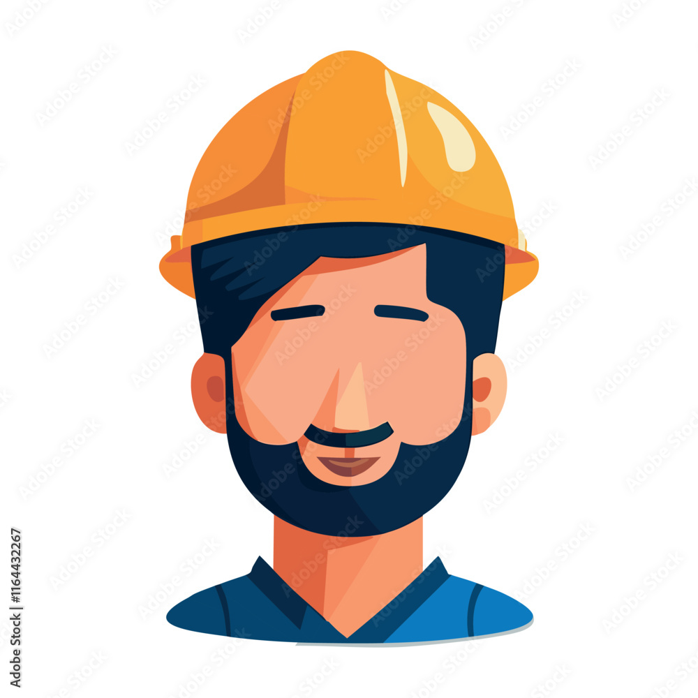 Portrait of a Bearded Construction Worker in Hard Hat Portrait of a Bearded Construction Worker in Hard Hat