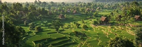 Wallpaper Mural Lush Green Rice Terraces And Traditional Houses Torontodigital.ca