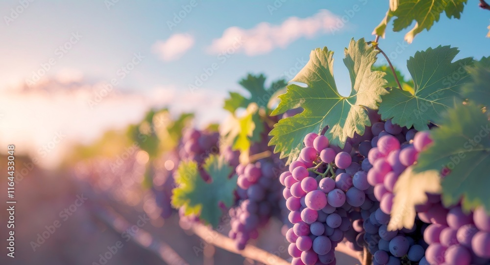 Fototapeta premium Soft Light Over Vibrant Grape Cultivation.