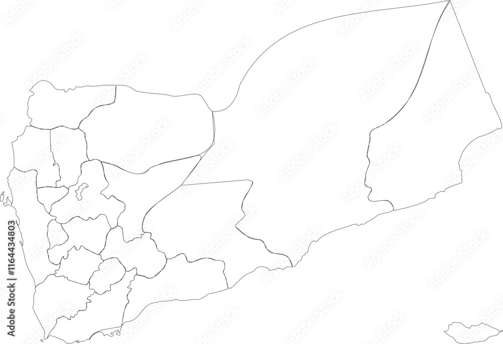 Fototapeta premium Outline Map of Yemen Vector Illustration