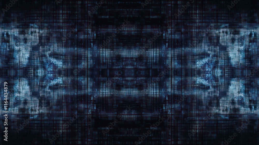 Abstract Digital Textile: Midnight Blue Grid Abstract Digital Textile: Midnight Blue Grid
