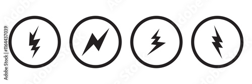 flash thunder power icon, flash lightning bolt icon with thunder bolt - Electric power icon symbol - Power energy icon sign in filled, thin, line, outline and stroke style for apps and website