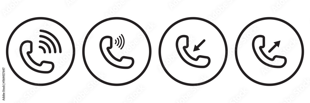 Ringing phone icon set. Telephone call sign. Smartphone ringing symbol on Transparent background. Vector illustration Ringing phone icon set. Telephone call sign. Smartphone ringing symbol on Transparent background. Vector illustration