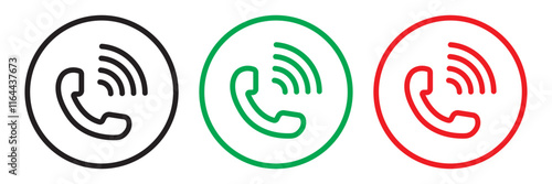 Ringing phone icon set. Telephone call sign. Smartphone ringing symbol on Transparent background. Vector illustration