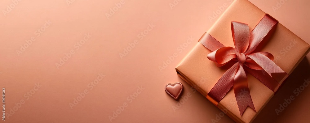 Elegant gift box with a pink ribbon and a heart-shaped candy, perfect for celebrations and special occasions. Elegant gift box with a pink ribbon and a heart-shaped candy, perfect for celebrations and special occasions.