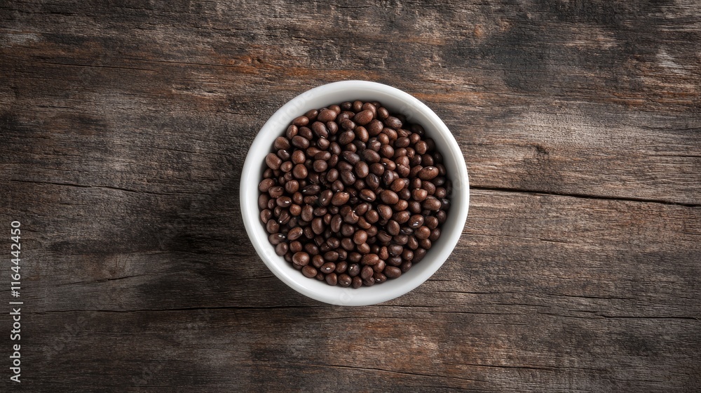 Black beans in a white bowl on rustic wooden background showcasing natural textures and earthy tones for culinary and recipe concepts. Black beans in a white bowl on rustic wooden background showcasing natural textures and earthy tones for culinary and recipe concepts.