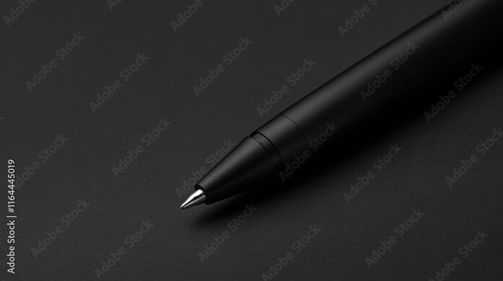 Black ballpoint pen resting on a sleek empty notebook with a minimalist design highlighting modern stationary aesthetics. Black ballpoint pen resting on a sleek empty notebook with a minimalist design highlighting modern stationary aesthetics.