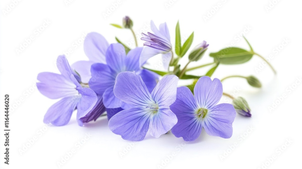 Obraz premium Delicate purple wildflowers on a clean white background showcasing natural beauty and elegance in floral design and photography.
