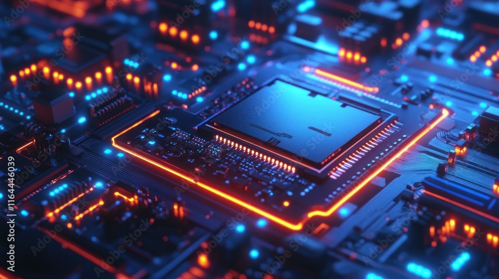 Abstract Futuristic Circuit Board Glow