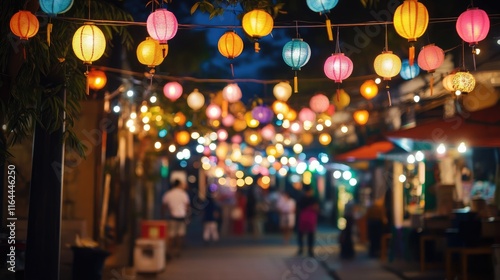 Wallpaper Mural Festive bokeh lights and colorful lanterns creating a magical ambiance for celebrations and events in an outdoor setting at night Torontodigital.ca