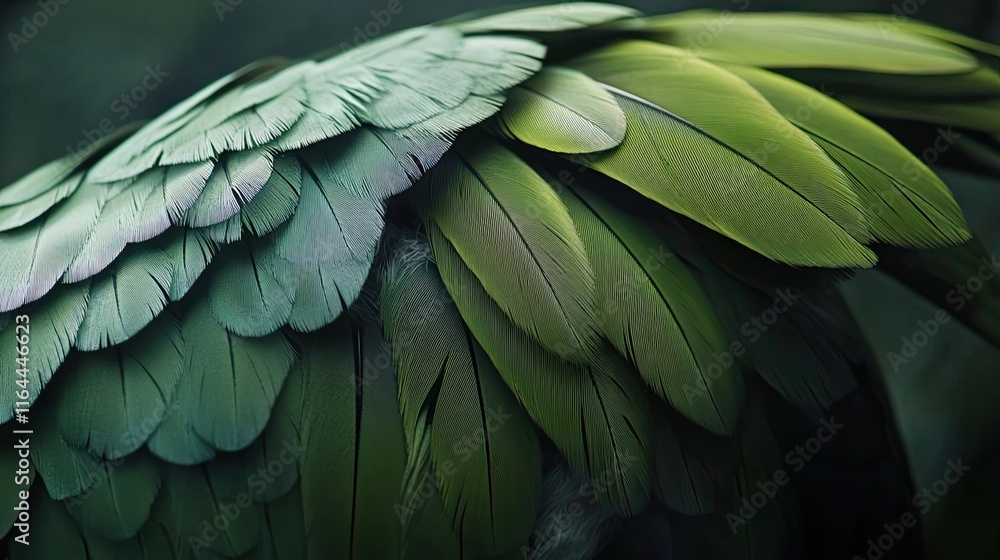 Obraz premium Lush Green Bird Feathers Close Up Detail