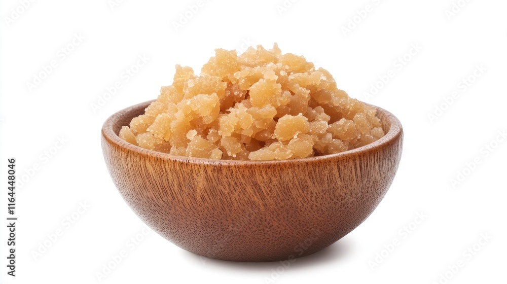 Kneaded tragacanth gum in wooden bowl on white background perfect for culinary or natural product advertising Kneaded tragacanth gum in wooden bowl on white background perfect for culinary or natural product advertising