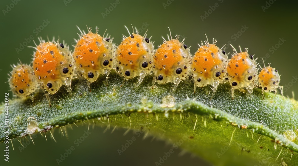Fototapeta premium Citrus rust mites infesting fruit causing significant agricultural damage and impacting crop quality and yield in citrus orchards.