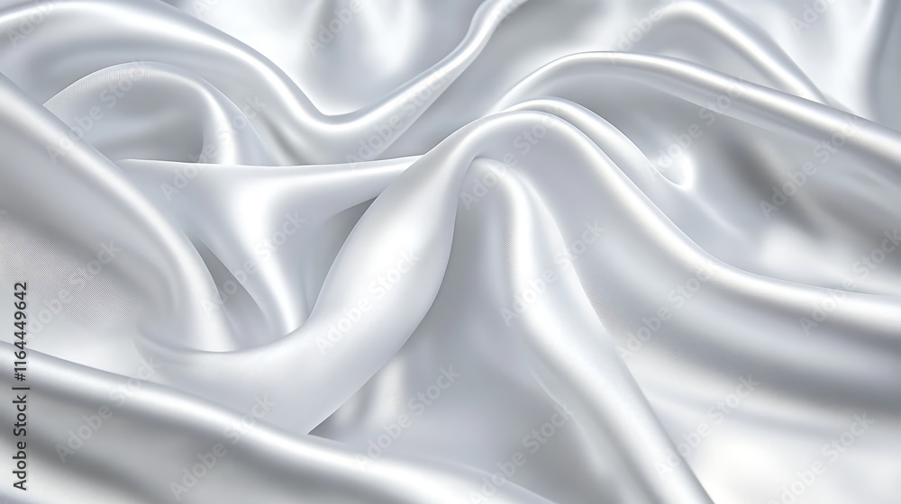 Obraz premium Draped Silver Silk Fabric Showing Soft Waves