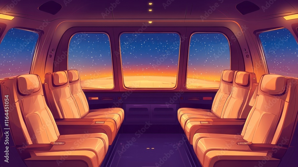 Fototapeta premium Luxury Vessel Lounge with Panoramic Space Views