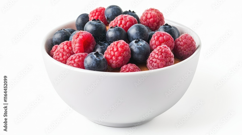 Bowl of Fresh Berries Including Blueberries and Raspberries for Healthy Breakfast or Snack Option Bowl of Fresh Berries Including Blueberries and Raspberries for Healthy Breakfast or Snack Option