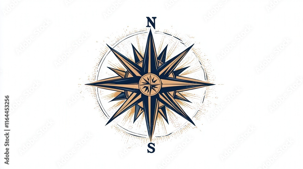 Fototapeta premium Vintage compass design with intricate details showcasing cardinal directions and nautical elements