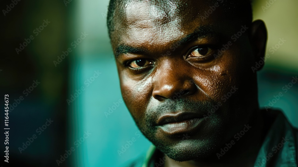 Close-up Portrait of a Focused Factory Worker Highlighting Determination and Strength in an Industrial Environment Close-up Portrait of a Focused Factory Worker Highlighting Determination and Strength in an Industrial Environment