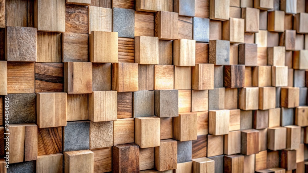 Abstract Wooden Cube Wall Texture A Detailed Close-Up of Varied Wood Tones and Grain Patterns Abstract Wooden Cube Wall Texture A Detailed Close-Up of Varied Wood Tones and Grain Patterns