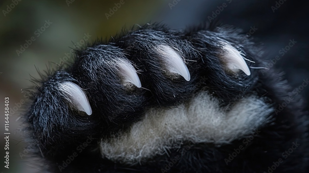 Closeup of a Giant Pandas Paw Claws and Fur Closeup of a Giant Pandas Paw Claws and Fur