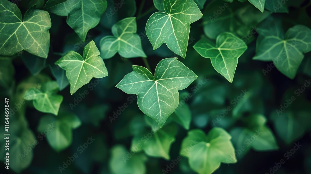 Lush green ivy leaves creating a vibrant natural backdrop for a tranquil garden setting Lush green ivy leaves creating a vibrant natural backdrop for a tranquil garden setting