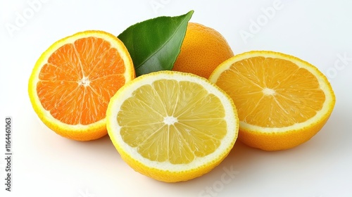 Fresh citrus fruits showcasing vibrant colors and textures, ideal for tropical theme or healthy eating concepts photo