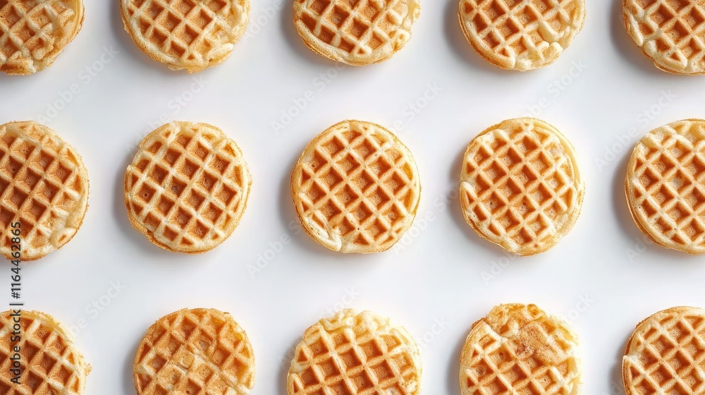 freshly baked waffles arranged on a white background highlighting their texture and golden color freshly baked waffles arranged on a white background highlighting their texture and golden color