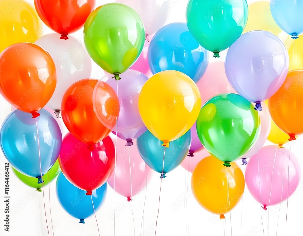 Colorful Celebration Balloons in Bright Rainbow Hues Isolated on a Clean White Background Colorful Celebration Balloons in Bright Rainbow Hues Isolated on a Clean White Background