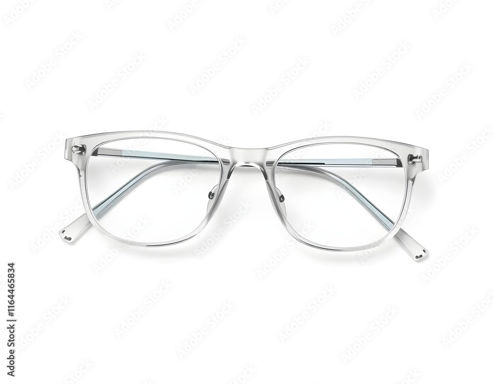 Minimalist Reading Glasses Design with Transparent Frames and Simple Aesthetic on White Background Minimalist Reading Glasses Design with Transparent Frames and Simple Aesthetic on White Background