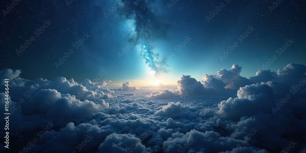 Naklejka premium Celestial Dawn Above the Cloudscape 