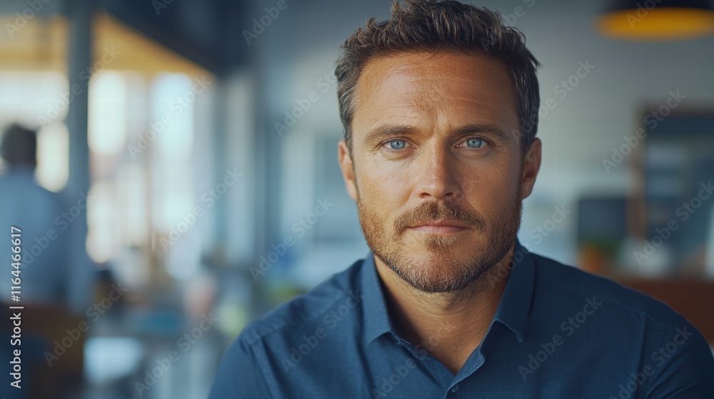 Confident businessman posing in modern office environment Confident businessman posing in modern office environment