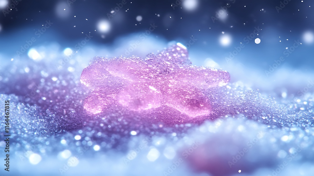 Fototapeta premium Glittering Snowflake Rests In Sparkling Winter Snow