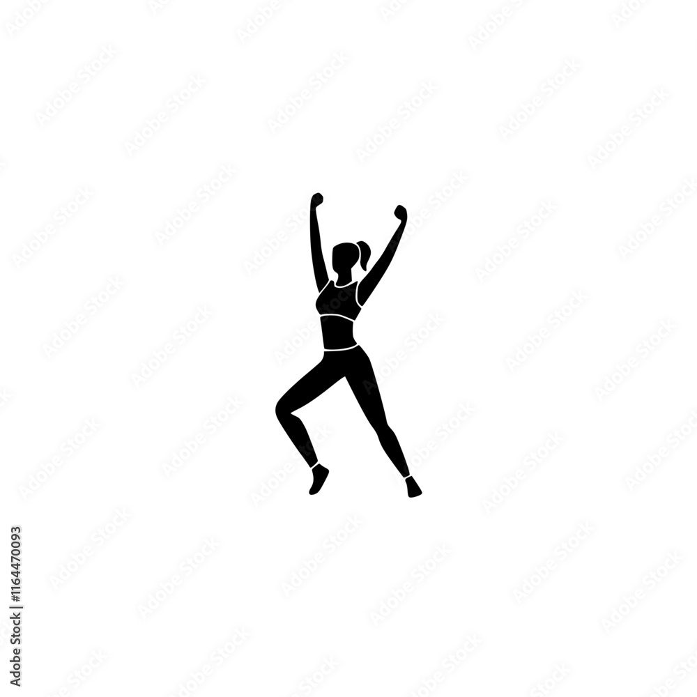 Outlined woman jumping motion in black and white. Outlined woman jumping motion in black and white.