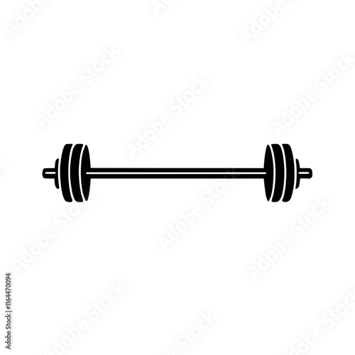 Minimalist barbell in black and white design.