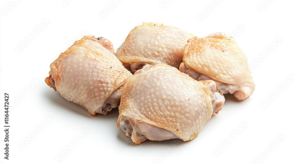 raw chicken thighs arranged on a clean white background ready for cooking or meal preparation raw chicken thighs arranged on a clean white background ready for cooking or meal preparation
