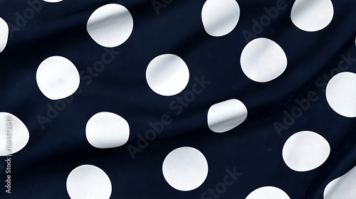 A blue and white polka dot fabric. generated using AI photo