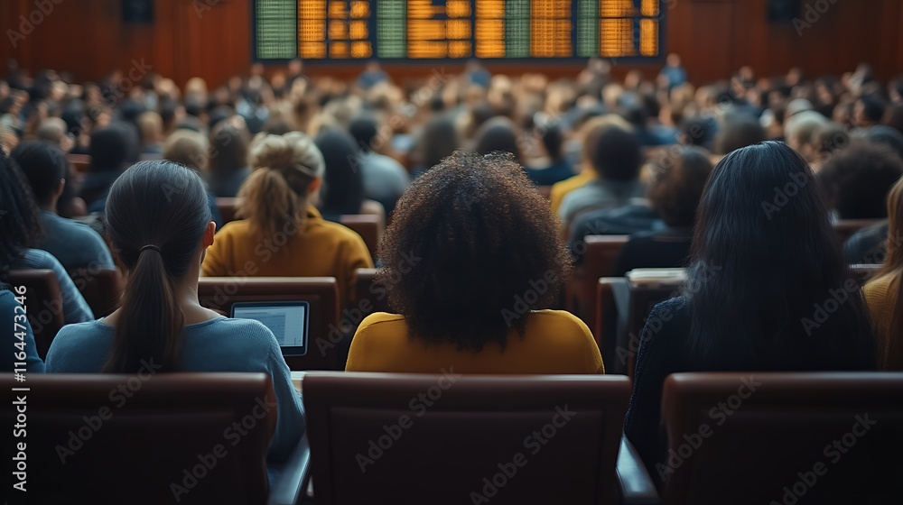 Large audience at a lecture hall. Large audience at a lecture hall.