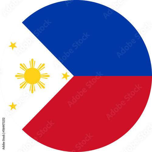 Philippines Circle Flag, Circle Flag of Philippines, Vector Images