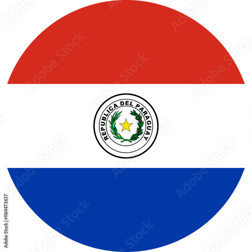 Paraguay Circle Flag, Circle Flag of Paraguay, Vector Images