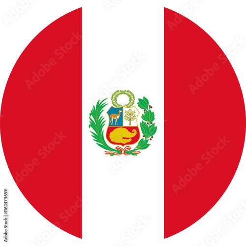 Peru Circle Flag, Circle Flag of Peru, Vector Images