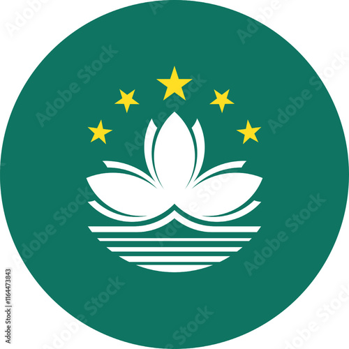 Macau Circle Flag, Circle Flag of Macau, Vector Images