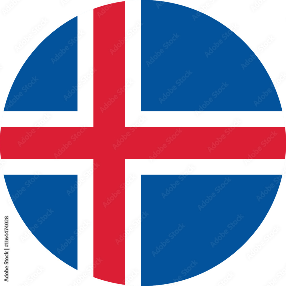 Fototapeta premium Iceland Circle Flag, Circle Flag of Iceland, Vector Images