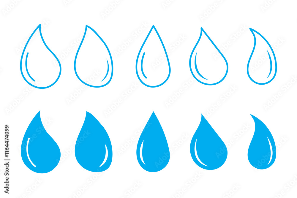 Set of Water drop icon collection. Flat droplet symbol. Vector Illustration. Set of Water drop icon collection. Flat droplet symbol. Vector Illustration.