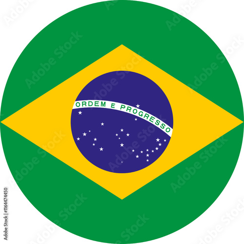 Brazil Circle Flag, Circle Flag of Brazil, Vector Images