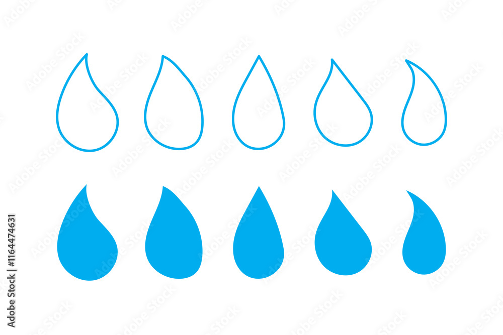 Drop, water droplet vector icon set for website design, app, ui, isolated on white background. Vector illustration. Drop, water droplet vector icon set for website design, app, ui, isolated on white background. Vector illustration.
