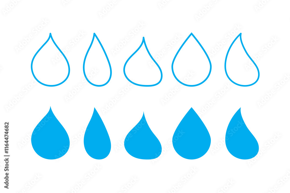 Water drop shape icon symbol set—vector illustration. Water drop shape icon symbol set—vector illustration.