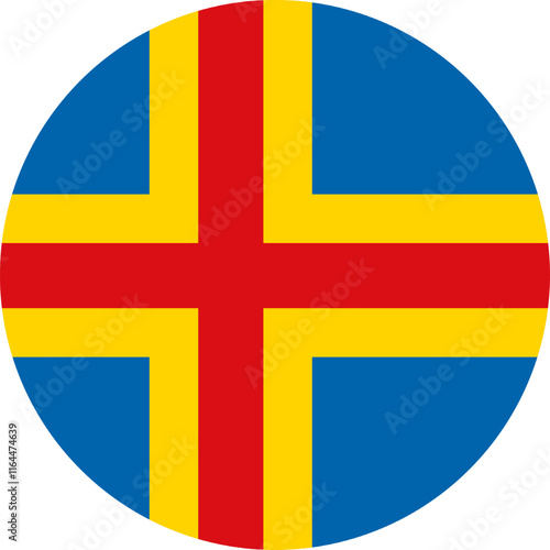 Åland Islands Circle Flag, Circle Flag of Åland Islands, Vector Images