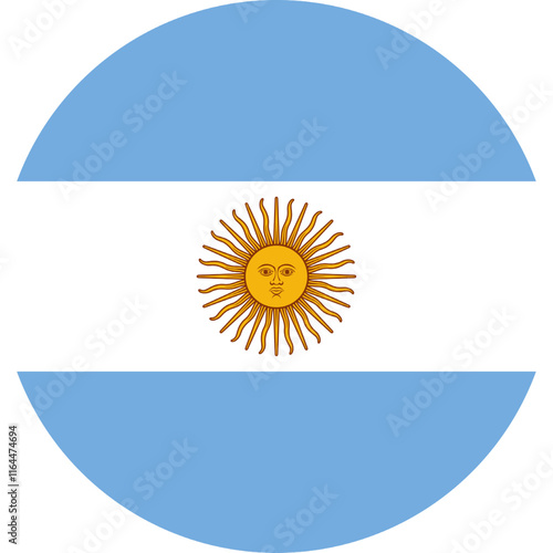 Argentina Circle Flag, Circle Flag of Argentina, Vector Images