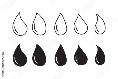 Set of Water drop icon collection. Flat droplet symbol. Vector Illustration.